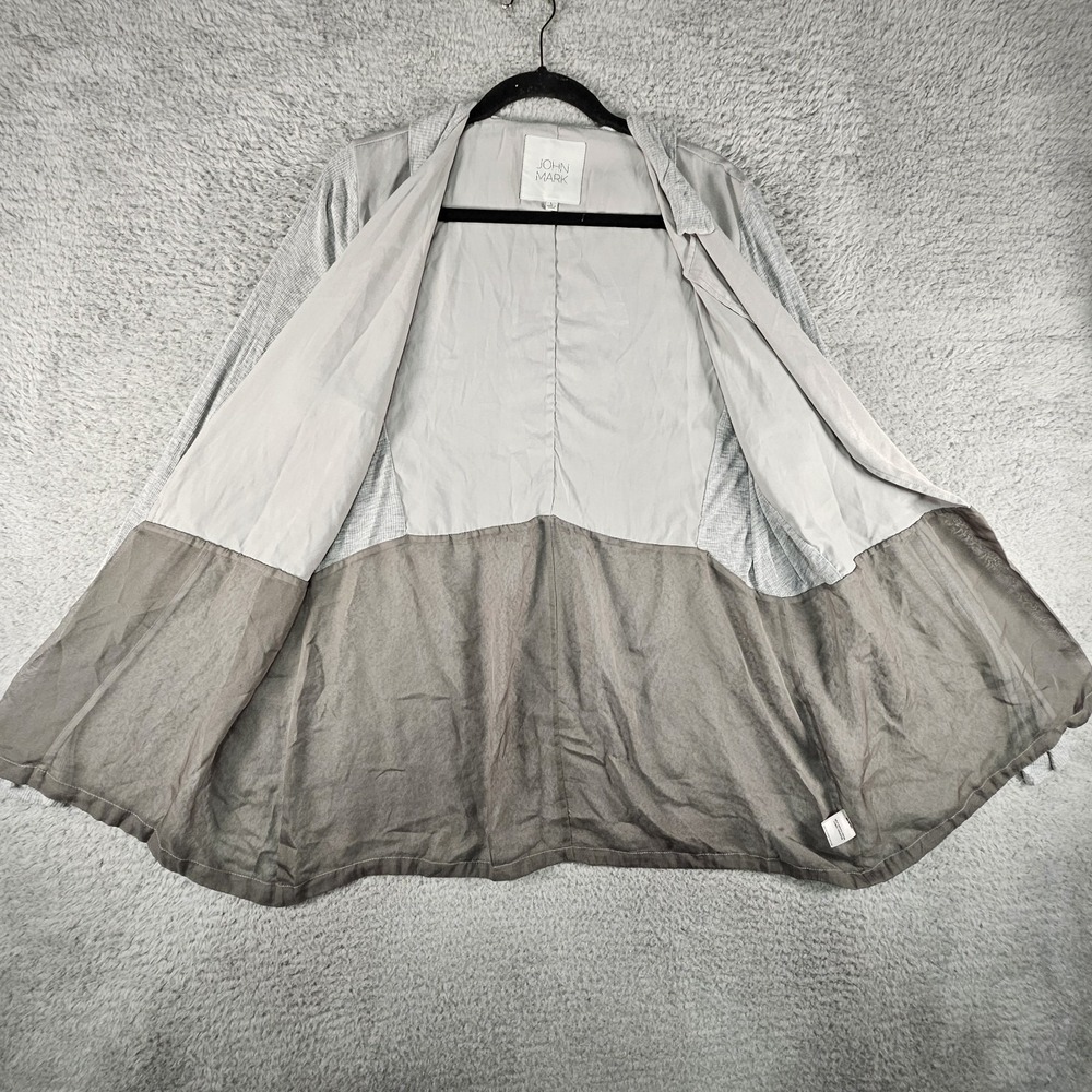 John Mark Cardigan Womens L Beige Gray Sheer Panel Lightweight Officecore Preppy - Picture 8 of 13
